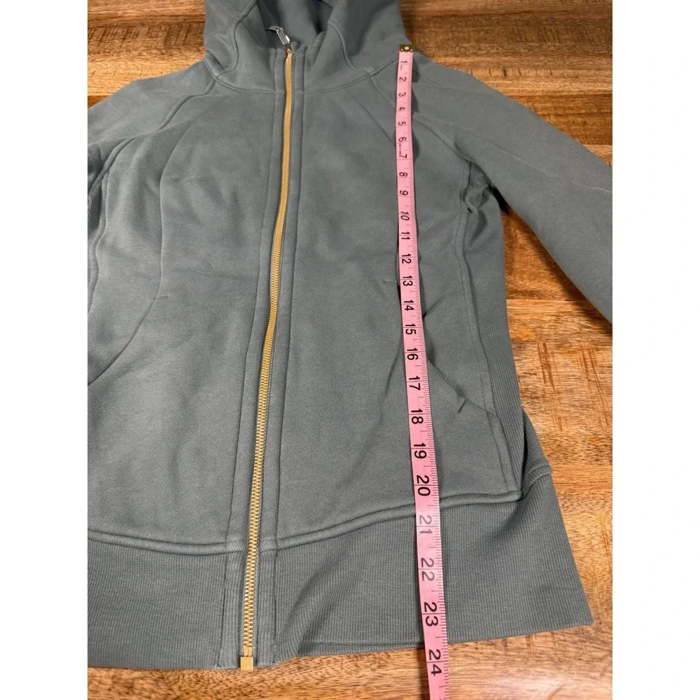 Lululemon‎ Scuba Hoodie Womens Small Size 4 Green Gold Zip Full Zip Sweatshirt
